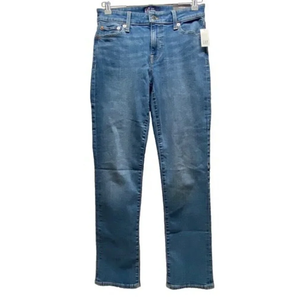 Gap Denim Jeans Women's 27/4 Classic Straight‎ Medium Wash Stretch Mid Rise NWT